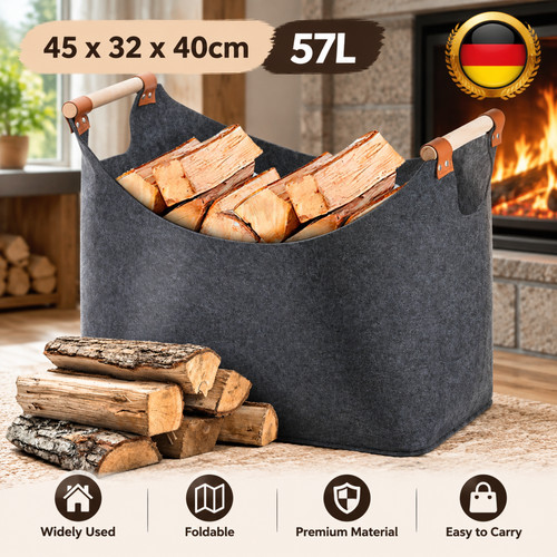 Holzkorb kaminholz filz - holzkorb,