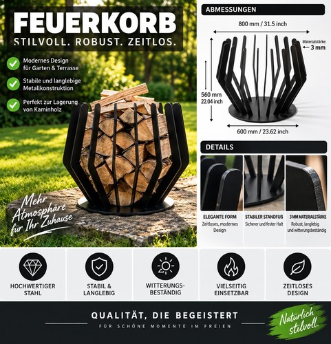 Feuerholzkorb metall cm - metall,