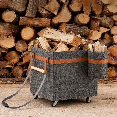 Holzkorb kaminholz filz - holzkorb,